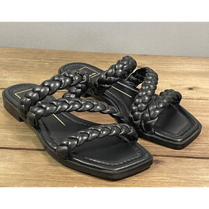Dolce Vita Women's Iman Sandals Size 5 Black Slip On Braided Strappy Square Toe
